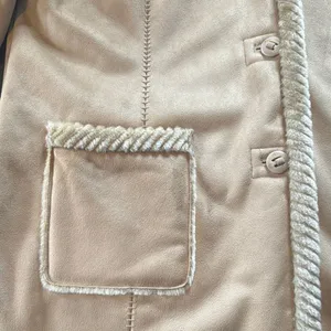 Women’s Vintage St John’s Bay Tan Faux Suede Hooded Coat Faux Fur Lined Size L thumbnail 10