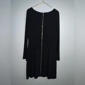 Vince Camuto Black Long-Sleeve Dress with Gold Neck‎ Bar thumbnail 4