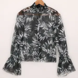Zara Trafaluc Sheer‎ Mesh Top Whimsigoth Dark Fairy Grunge Bell Sleeve Size S thumbnail 1