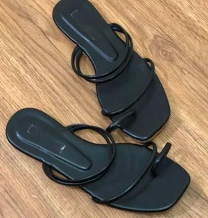 Black flat toe post boho festival hippie bohemian mermaid sandal slides (Size EUR 38 / US 7) thumbnail 1