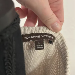 Adrienne Vittadini Cream and Gold Ribbed Cardigan Sweater thumbnail 2