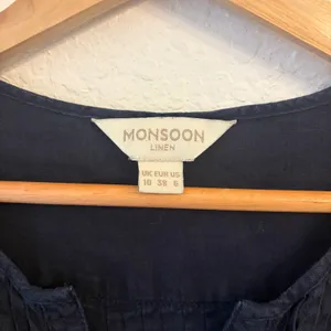 Monsoon Linen Button Tunic Top 6 Pintuck Roll Tab Sleeve Coastal‎ Nautical Beach thumbnail 5
