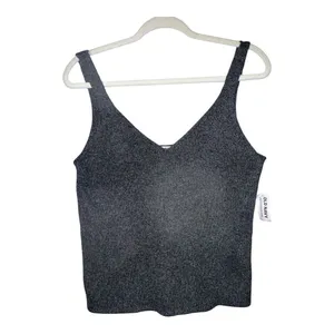 Old Navy Womens Gray Ribbed V-Neck Sweater Tank,‎ Large thumbnail 2