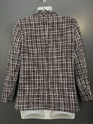 Mi Ami Blazer Womens Small Multicolor Tweed Check One Button Lined Notch Lapel thumbnail 5