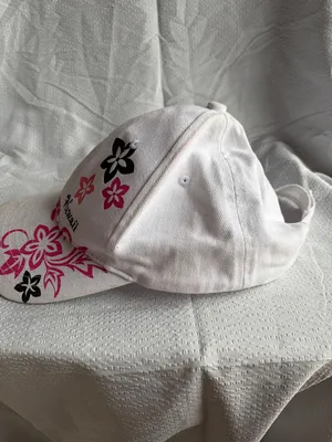 Women’s White Floral Surf/Beach Cap. Hawaiian Island Style thumbnail 2