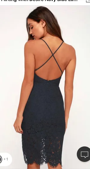 Lulus Flirting With Desire Navy Blue Lace Midi thumbnail 4