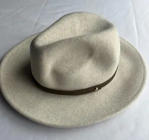 Free People Wythe in French Vanilla Leather Band Boho Festival 100% Wool Hat thumbnail 1