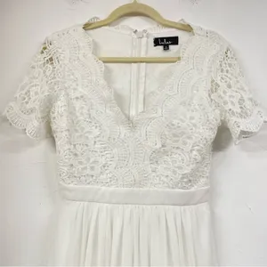 Lulus White Lace Short Sleeve Fit & Flare Mini Dress Womens S Bridal Formal thumbnail 3
