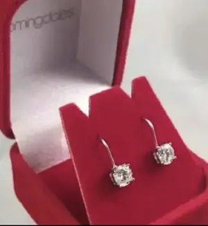 Bloomingdale's CZ Diamond Pendant Earrings in Red Gift Box thumbnail 3