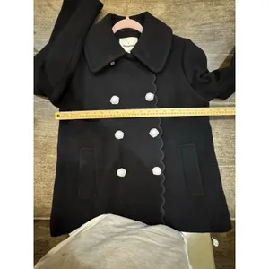Kate Spade Out West Scallop Double-Breast Peacoat Black Size Small thumbnail 9