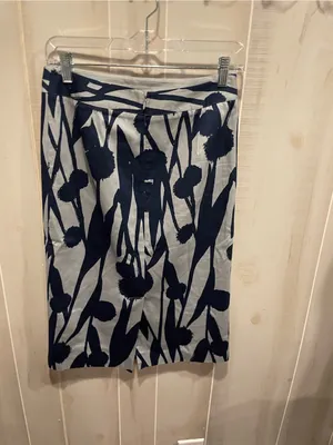 Cute Boden classic navy gray floral pencil skirt lined cotton stretch work thumbnail 6