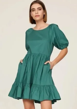Peter Som X RTR Green Puff Sleeve Dress Size 4 thumbnail 1