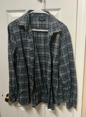 Plaid Long Sleeve Blue Size L thumbnail 1