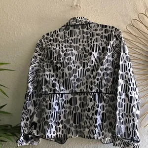 Black and white polka dot blazer jacket with a funky vibe abstract design thumbnail 3