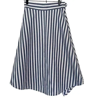 Maeve Anthropologie Pinstripe Midi Skirt Asymmetrical Belted Sz 4 thumbnail 3