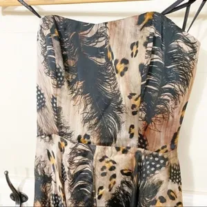 Forever New Briella Silk Strapless Hanky Hem Animal Feather Print Dress Size 8 thumbnail 9