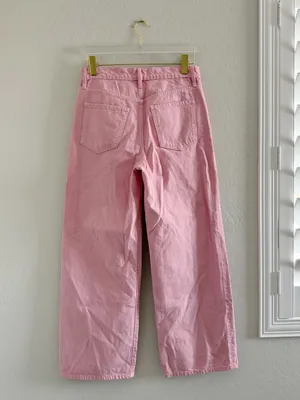FRAME Le Jane Wide Leg Crop High Rise Jeans in Washed Dusty Pink Size 27 thumbnail 10