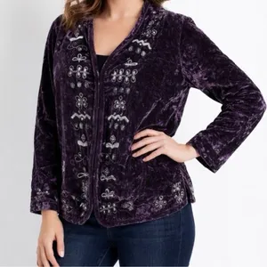 Chico’s Lula Crushed Velvet Embellished Jacket thumbnail 1