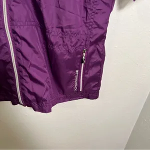 Storm Pack Women's Size Medium Short Sleeve Windbreaker Jacket Purple Zip‎ Front thumbnail 4