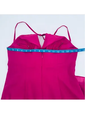 Azazie Livy Dress Size 6 Fuschia Pink Halter Neck Gown thumbnail 6