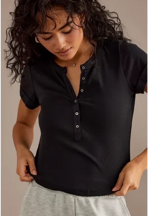 Pilcro Anthropologie Andie Henley T-shirt thumbnail 2