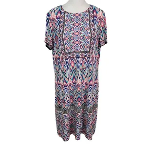 London Times Blue and Pink Mini Shift Dress Size 14 Wedding Guest Dress thumbnail 2