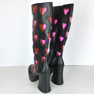 Dolls Kill Sugar Thrillz Heart Platform Boots Womens 6 Black Pink Y2K Cyber Rave thumbnail 10