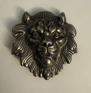 Vintage Norse Viking 3D Lion Head Belt Buckle Silver Tone A350 thumbnail 1