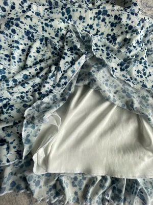 & Other Stories Blue and white floral midi dress with ruffle hem and adjustable straps thumbnail 4