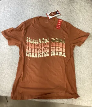 State of Mine Thankful Mama‎ Graphic Tee Cayenne Orange XS New thumbnail 1