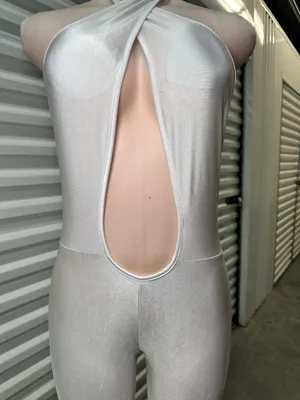 White Halter Bodysuit Jumpsuit | DIY Halloween Costume Outfit 👼🐰 thumbnail 3