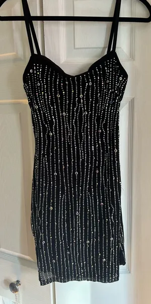 black sequin mini dress windsor thumbnail 1