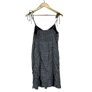 NWT Hollister Ruched Plaid Tie-Strap Mini Dress Black White Preppy Size M thumbnail 4