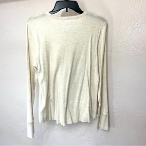 Aerie Cream Long Sleeve Henley Top thumbnail 2