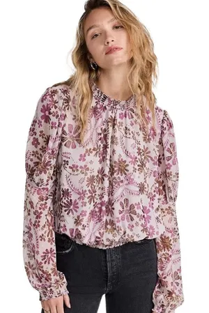 Free People Clarissa floral printed blouse Medium thumbnail 1