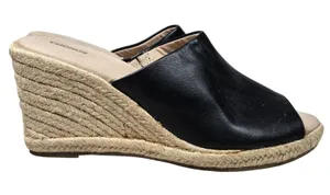 SONOMA Womens Black Espadrille Wedge Mules Sandals Size 9.5 Slip On‎ Peep Toe thumbnail 1