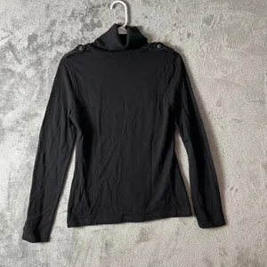 Aldo Martins Black Turtleneck Sweater Button Detail Ribbed Collar Minimalist 6‎ thumbnail 4