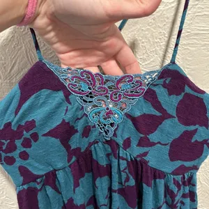 Free People Y2K Blue And Purple babydoll Dress Tunic Size Small thumbnail 2