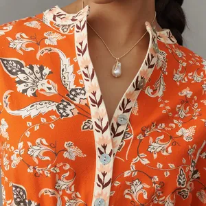 Farm Rio Anthropologie Long-Sleeve Printed Romper Red thumbnail 3
