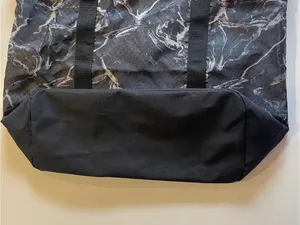 Thirty One Cinch Utility Tote Black Midnight Marble Reusable Double Strap thumbnail 7