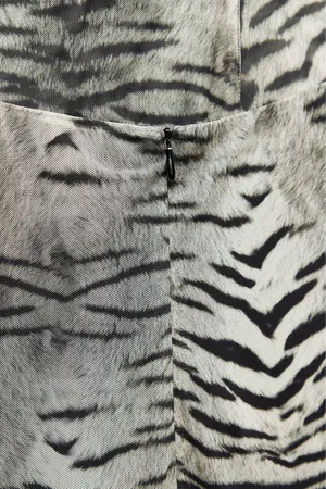 Zara Dress maxi halter mesh bodycon zebra animal print evening date party thumbnail 12