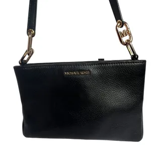 Michael‎ Kors Trisha Crossbody Women Medium Black Pebbled Leather Gold Hardware thumbnail 2