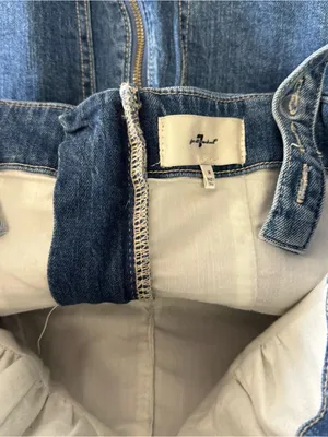 7 For All Mankind Beauty Denim Mega Flare Jumpsuit in Diana Blue Size M thumbnail 10