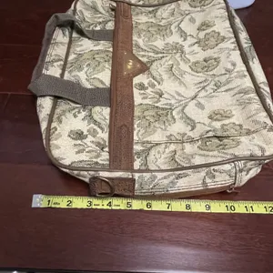 Verdi Vintage Tapestry Messenger / Laptop Bag Cream Brown and Green Floral thumbnail 15