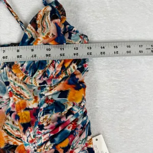 For Love & Lemons Floral Velvet Ruched Mini Dress Multicolor Small NWT thumbnail 5