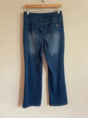 Halara Flex High Waisted Pockets Washed Casual Bootcut Jeans Size L Petite thumbnail 5