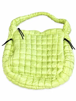 Katydid Oversized Quilted Hobo Tote Bag Lime Green Puffer NWOT thumbnail 3