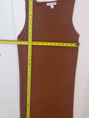 And Now This Knit Maxi Dress S Rust Brown Sleeveless Side Slit Sweater Stretch thumbnail 10