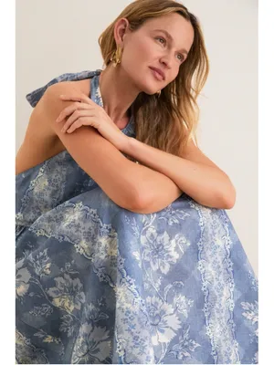 Tuckernuck Provence Hills Marcie Halter Linen Blend Maxi Dress Pockets Feminine thumbnail 11