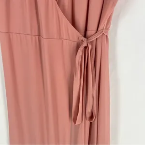 Show Me Your MuMu Pink Crepe Chiffon‎ Flutter Sleeve V-Neck Wrap Maxi Dress S thumbnail 5